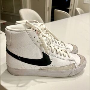 Nike Blaze White High-Top Sneakers with Black Swoosh size 5.5
